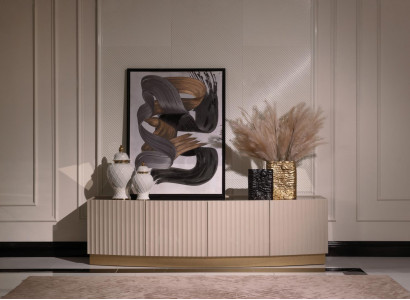 Sideboard Anrichte Schrank Holzschrank Holz Beige Wohnzimmer